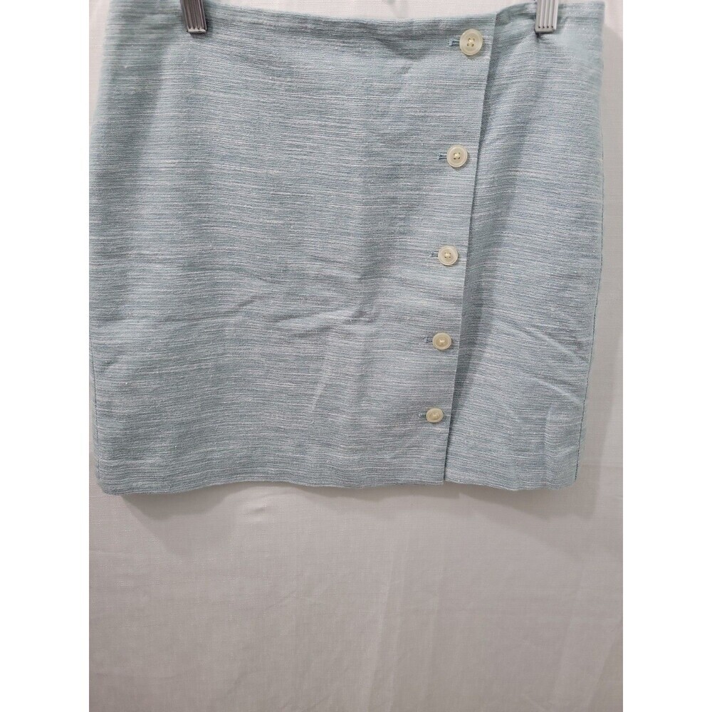 LOFT Women's Linen & Cotton Blend Side Button Shift Skirt Size 8